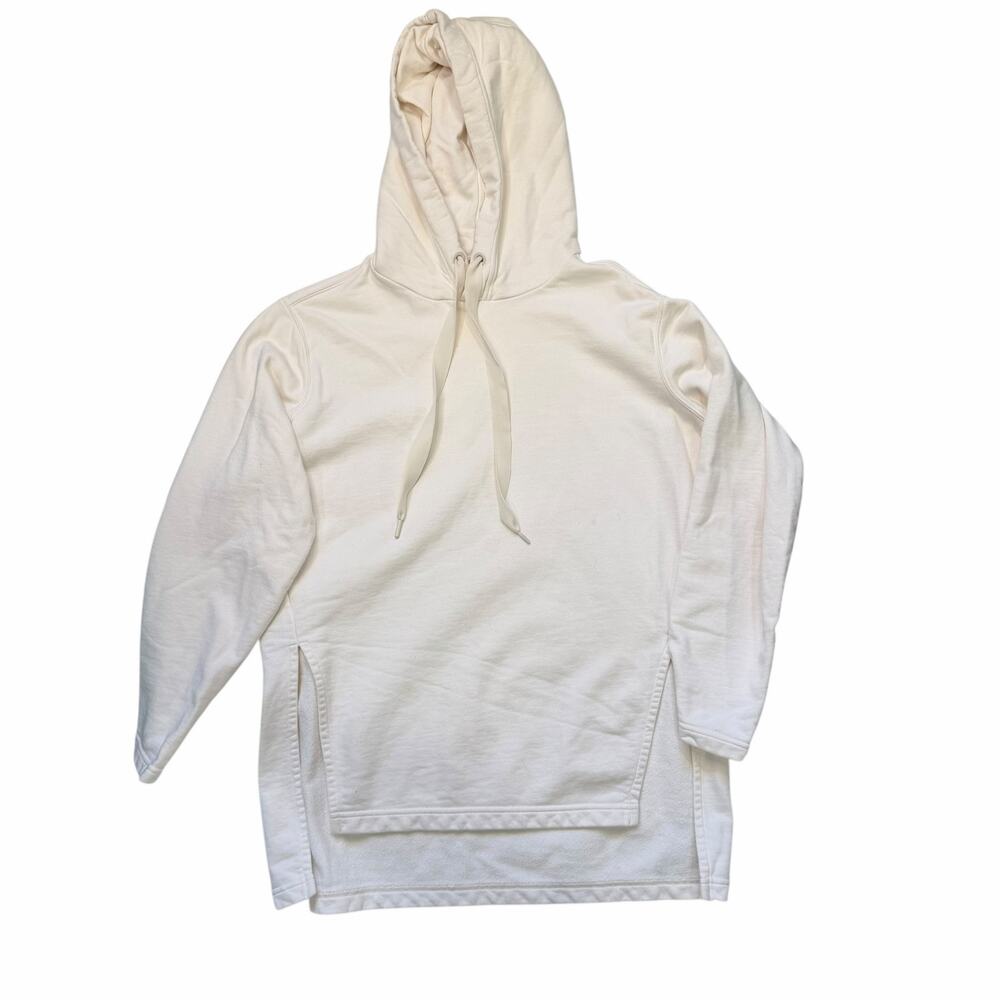 Athleta Yogi Hoodie XS Oversized White High Low Pullover Athleisure Cozy